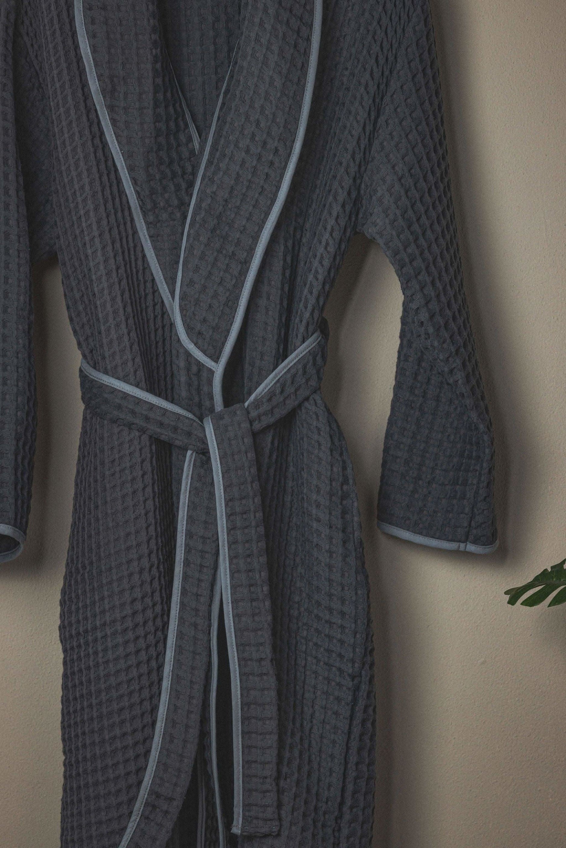 Waffle Weave Turkish Bathrobe - Grey – Lightweight, Absorbent, Spa-Quality Comfort - SwagglyLife Home & Fashion
